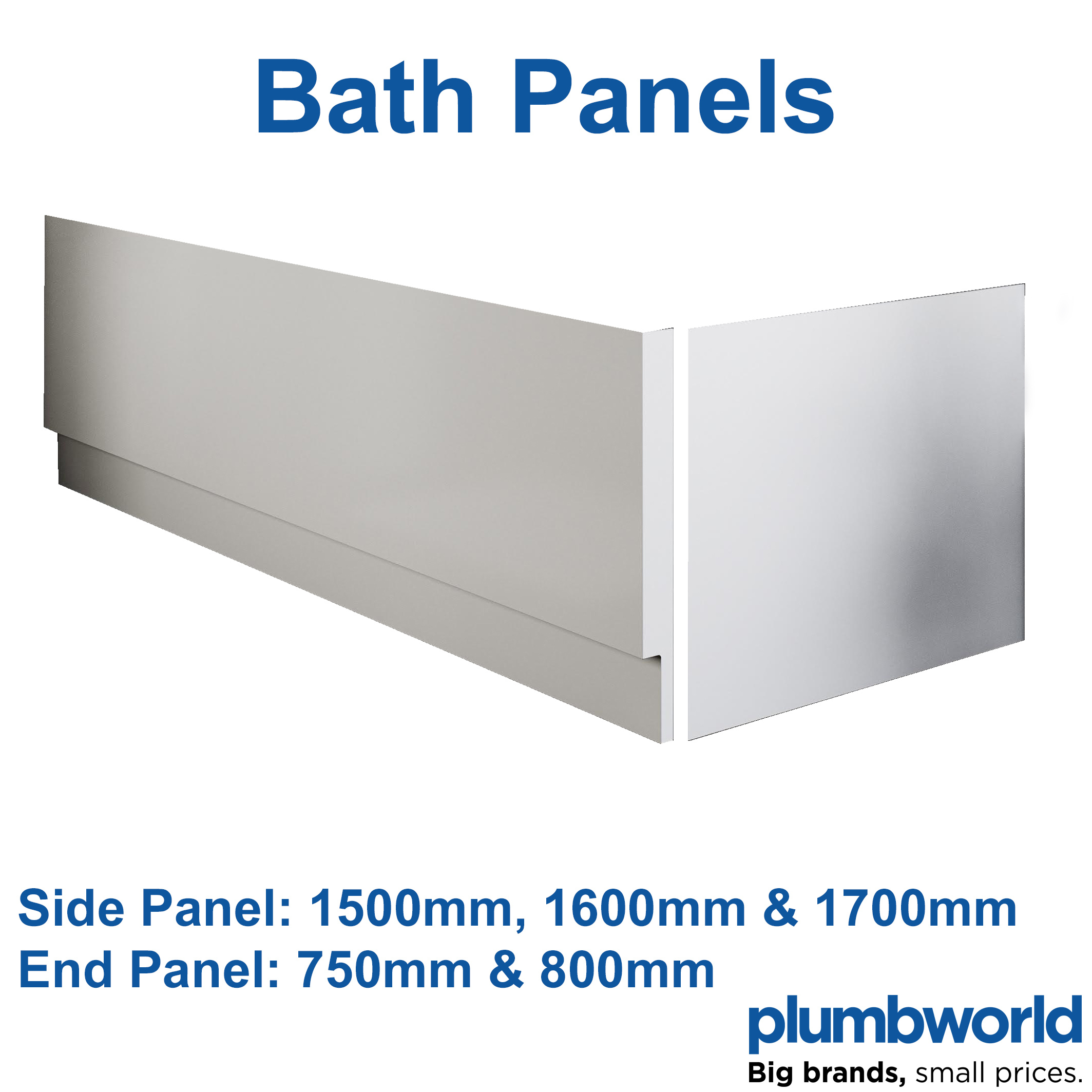 Modern High Gloss White Acrylic Bath Panel Bathroom Front Side End Many